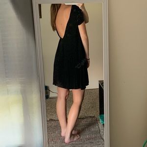 Black open back dress